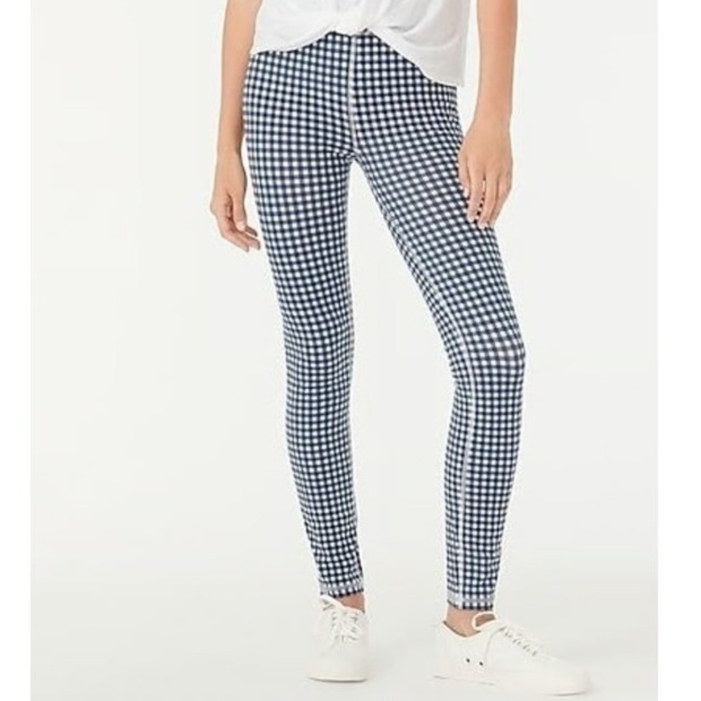 J. Crew Navy and White Gingham Leggings
